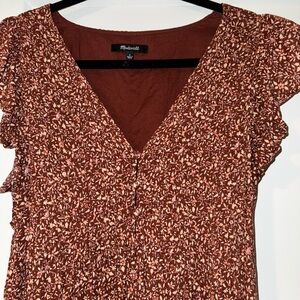 Madewell Floral Print Brown Blouse